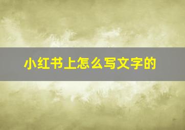 小红书上怎么写文字的