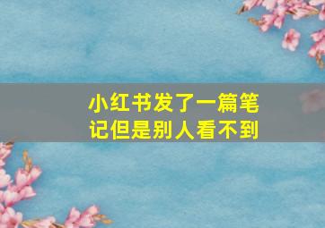 小红书发了一篇笔记但是别人看不到