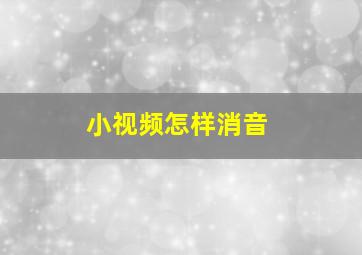 小视频怎样消音