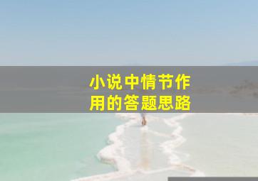 小说中情节作用的答题思路