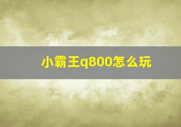 小霸王q800怎么玩