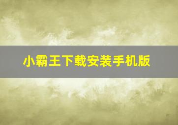 小霸王下载安装手机版