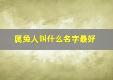 属兔人叫什么名字最好