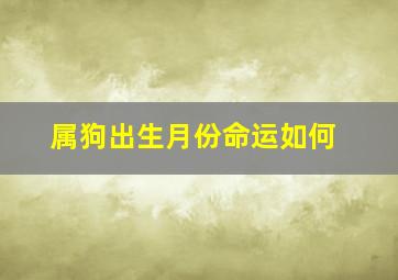 属狗出生月份命运如何