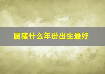 属猪什么年份出生最好