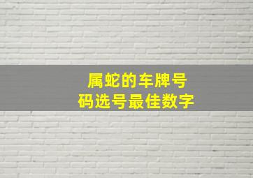 属蛇的车牌号码选号最佳数字