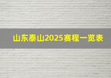 山东泰山2025赛程一览表