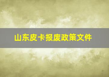 山东皮卡报废政策文件