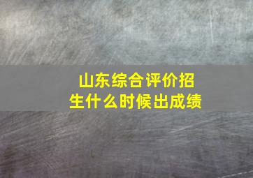 山东综合评价招生什么时候出成绩