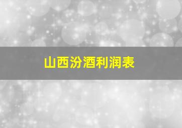 山西汾酒利润表