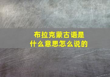 布拉克蒙古语是什么意思怎么说的