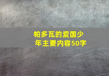 帕多瓦的爱国少年主要内容50字