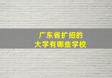 广东省扩招的大学有哪些学校