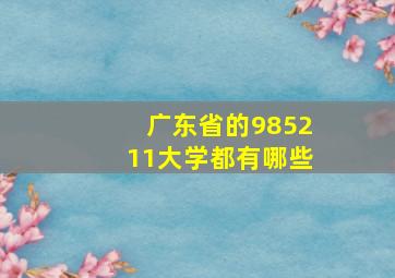 广东省的985211大学都有哪些