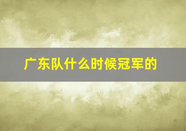 广东队什么时候冠军的