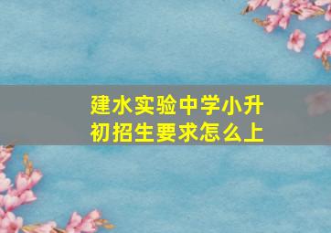 建水实验中学小升初招生要求怎么上