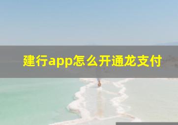 建行app怎么开通龙支付