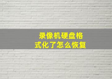 录像机硬盘格式化了怎么恢复