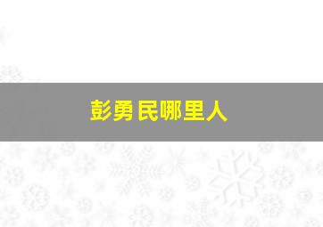 彭勇民哪里人