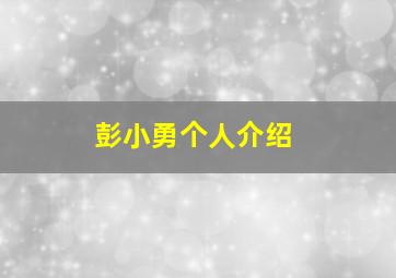 彭小勇个人介绍