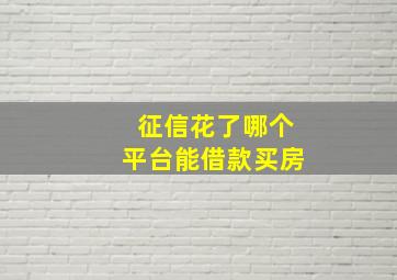 征信花了哪个平台能借款买房