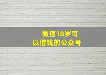 微信18岁可以借钱的公众号