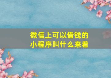 微信上可以借钱的小程序叫什么来着