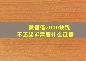 微信借2000块钱不还起诉需要什么证据