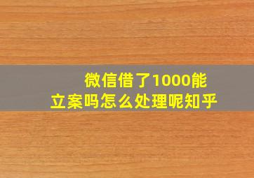 微信借了1000能立案吗怎么处理呢知乎