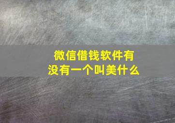 微信借钱软件有没有一个叫美什么