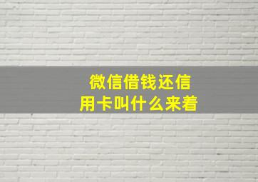 微信借钱还信用卡叫什么来着