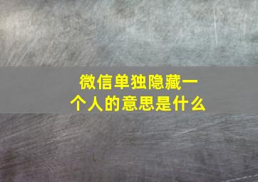 微信单独隐藏一个人的意思是什么