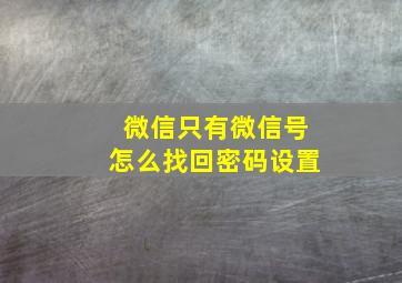 微信只有微信号怎么找回密码设置