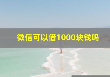 微信可以借1000块钱吗