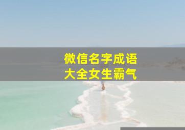 微信名字成语大全女生霸气