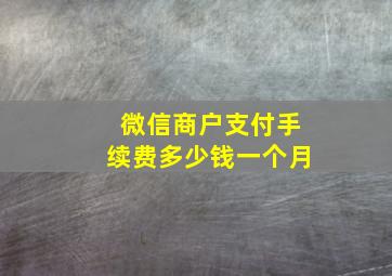 微信商户支付手续费多少钱一个月