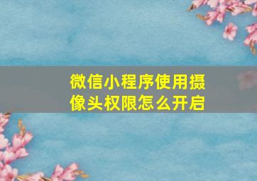 微信小程序使用摄像头权限怎么开启