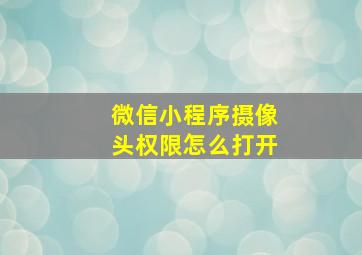 微信小程序摄像头权限怎么打开