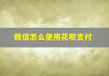 微信怎么使用花呗支付