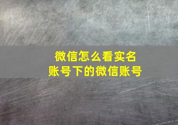 微信怎么看实名账号下的微信账号