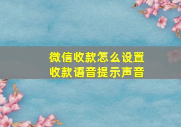 微信收款怎么设置收款语音提示声音