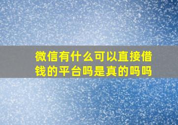 微信有什么可以直接借钱的平台吗是真的吗吗