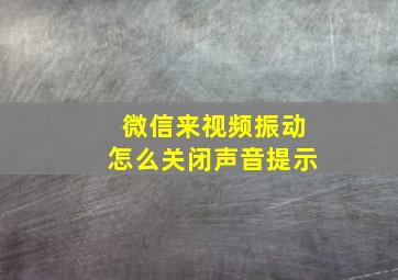 微信来视频振动怎么关闭声音提示