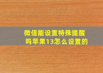 微信能设置特殊提醒吗苹果13怎么设置的