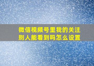 微信视频号里我的关注别人能看到吗怎么设置