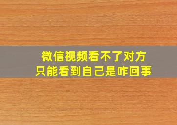 微信视频看不了对方只能看到自己是咋回事