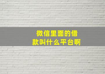 微信里面的借款叫什么平台啊