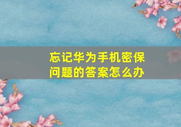 忘记华为手机密保问题的答案怎么办