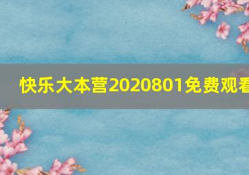 快乐大本营2020801免费观看