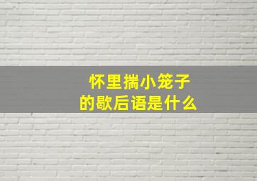 怀里揣小笼子的歇后语是什么